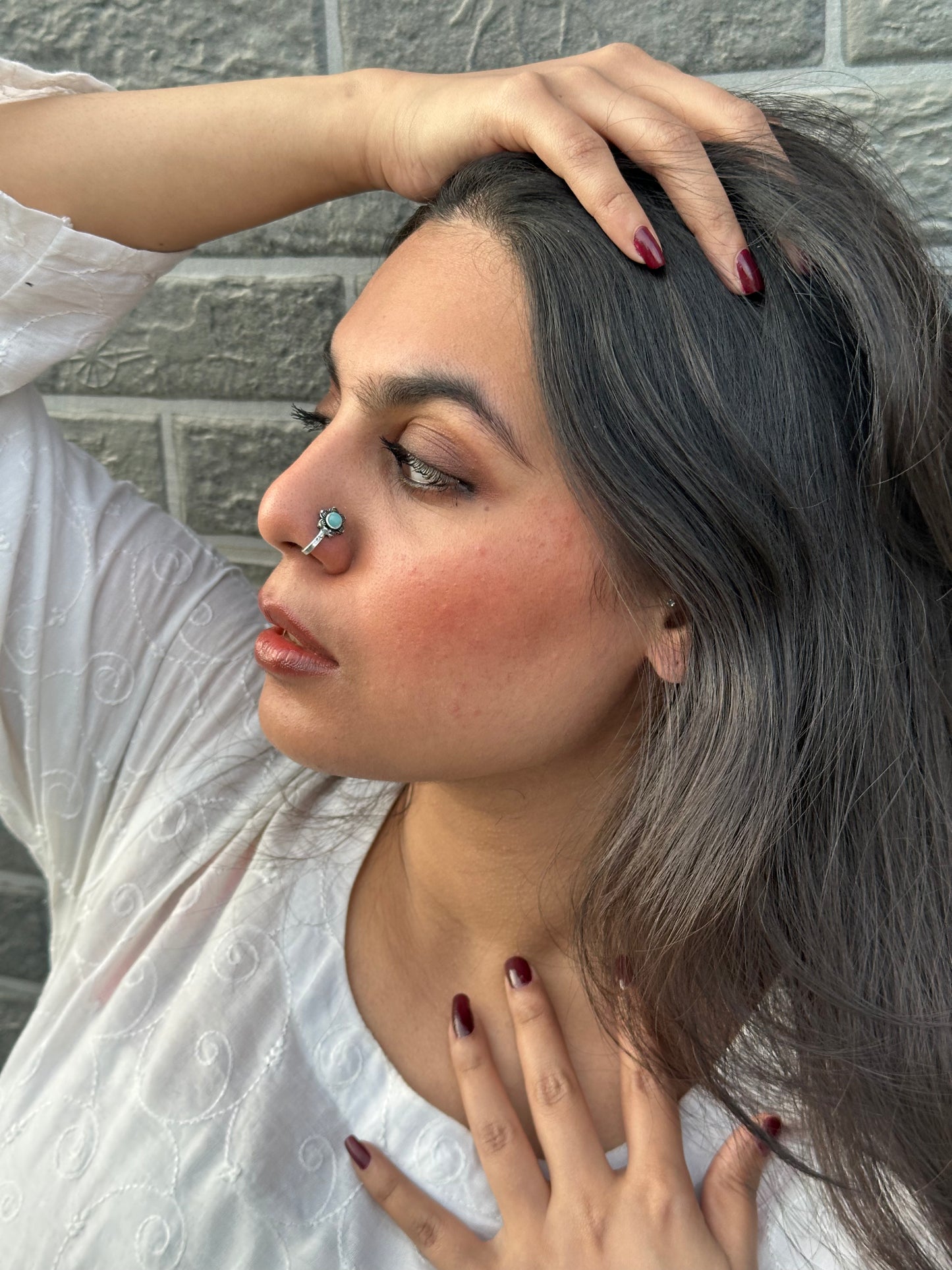 Ice Blue Flower Nose clip