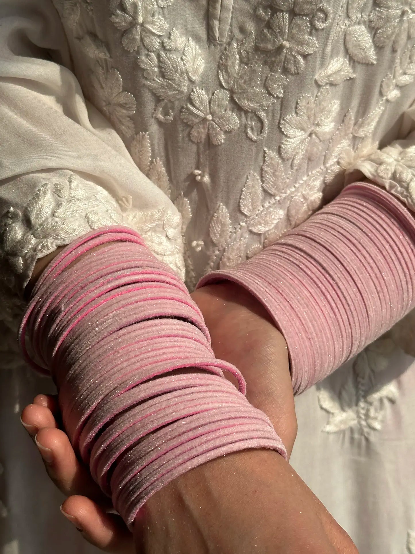 Pink Velvet Bangle set