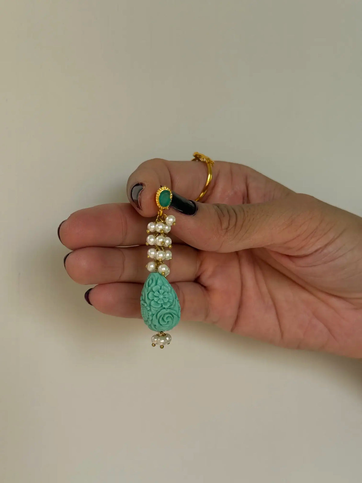 Whimsical ice blue pearl detail earring