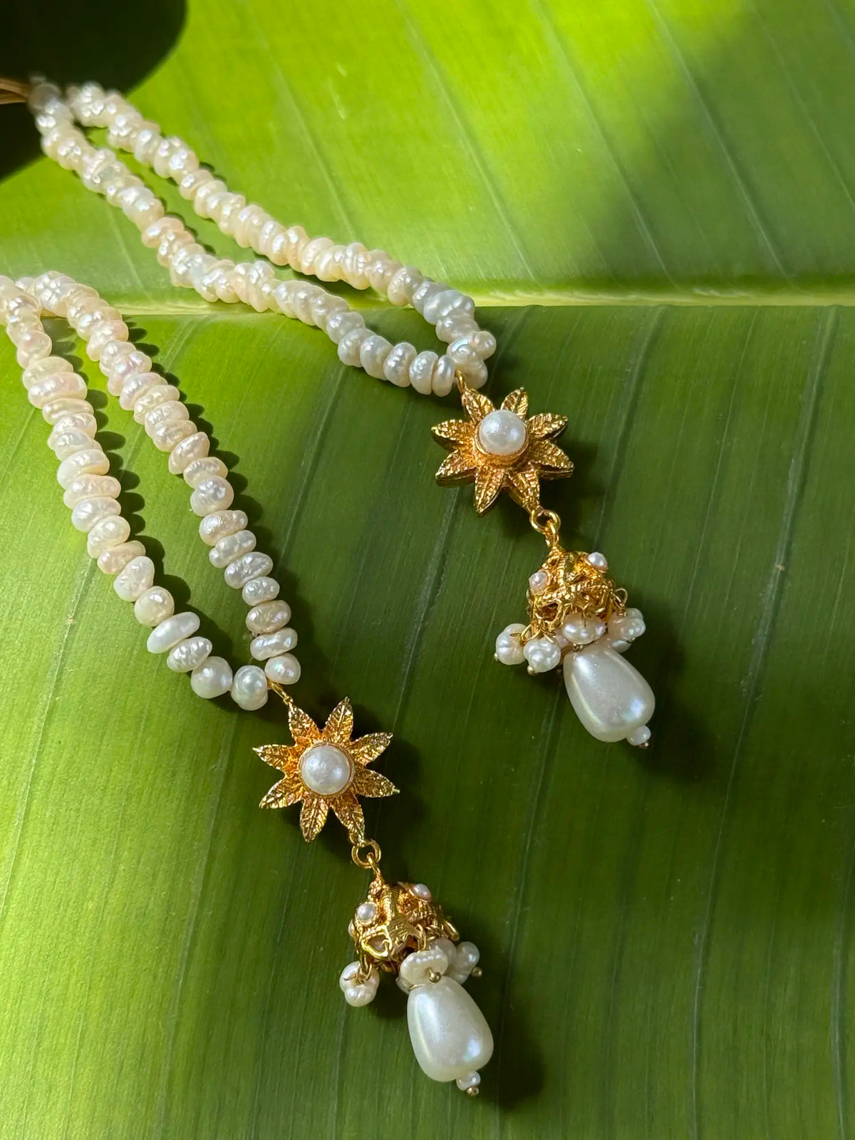 Lightweight pearl gold plated earrings for everyday and festive wear