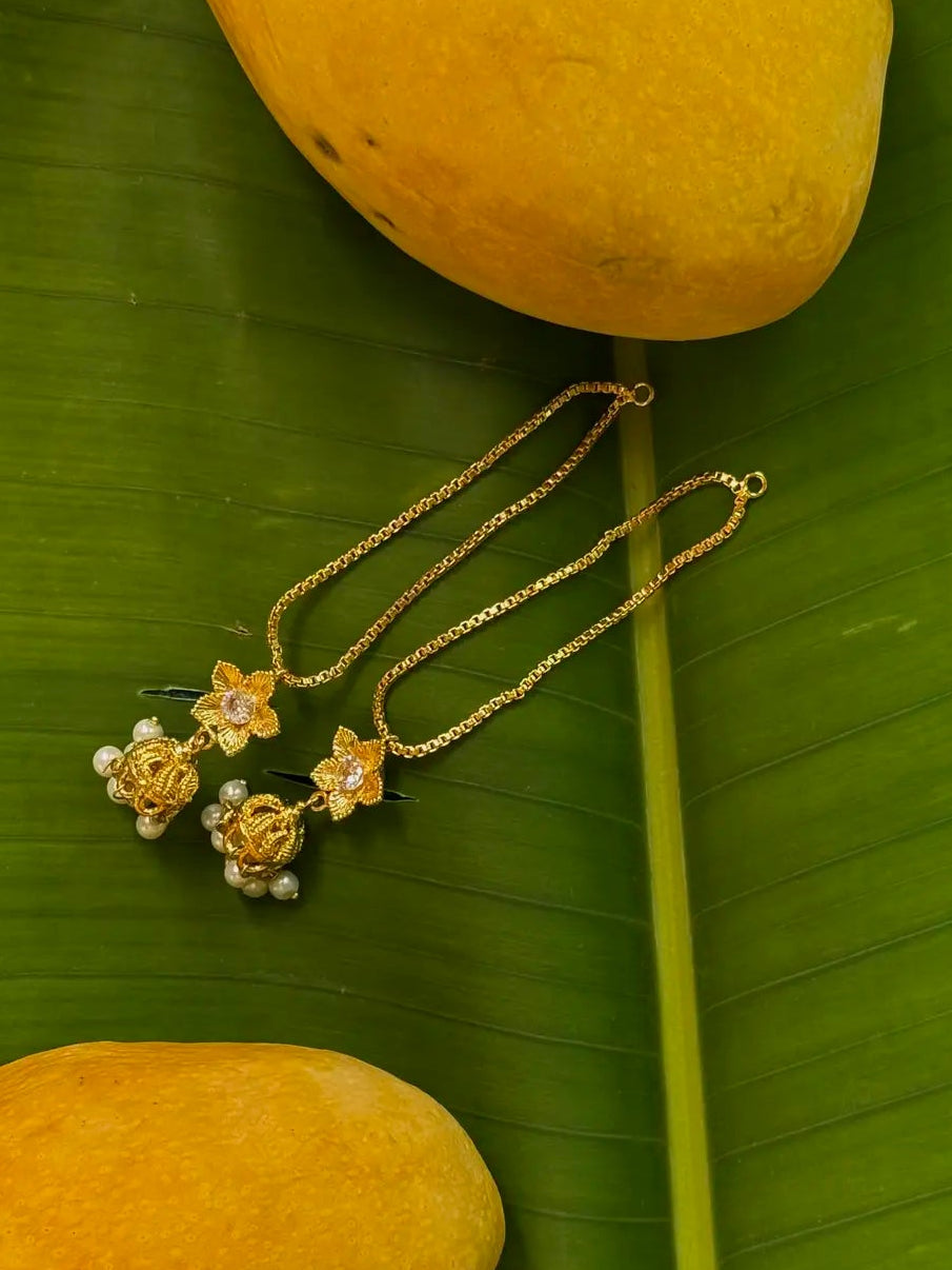 Shamsa gold plated chain earrings with lightweight elegant Pakistani design