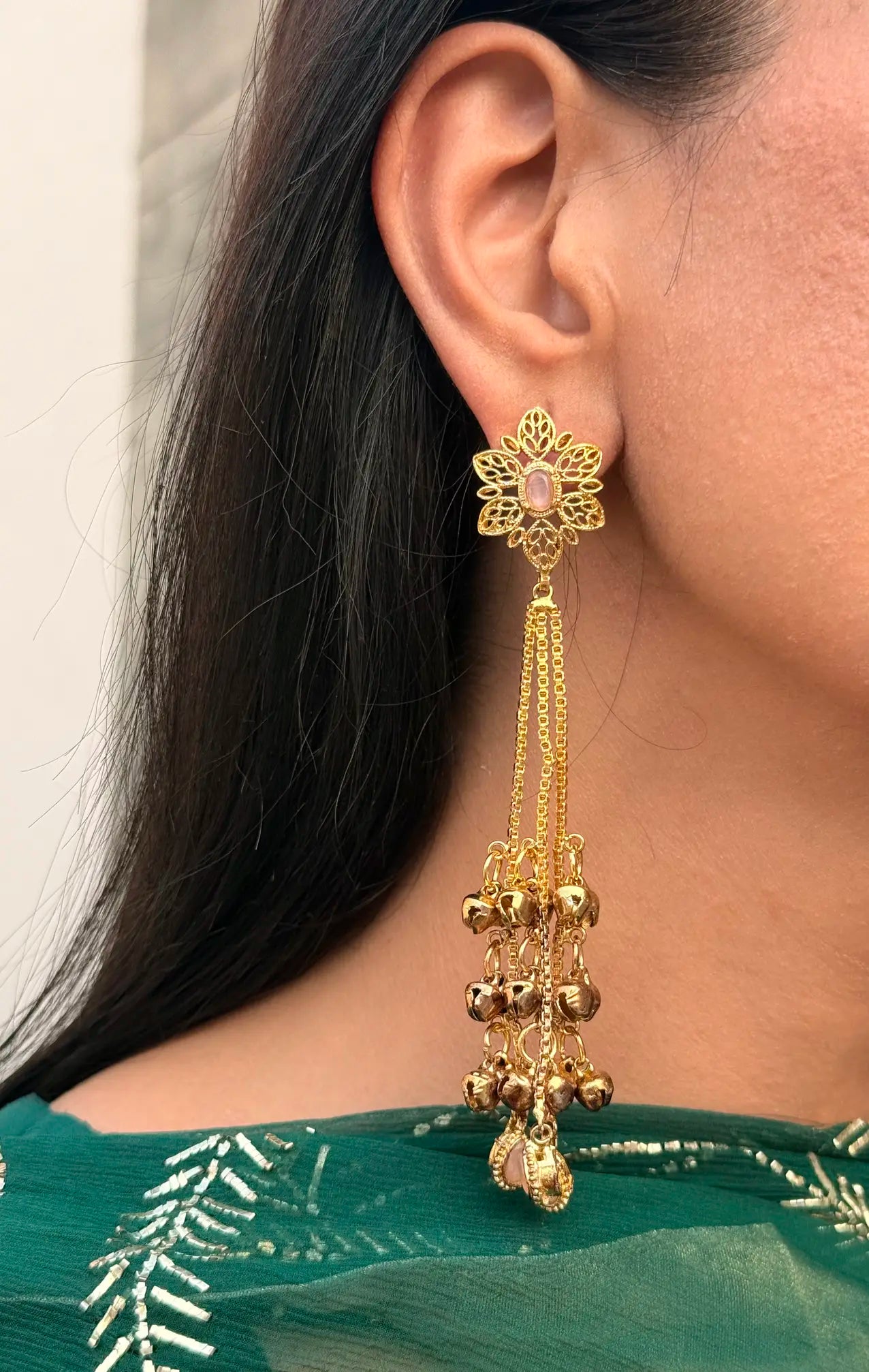 Gul-e-Lala Kashmiri earrings featuring traditional jhumka artistry and fine detailing