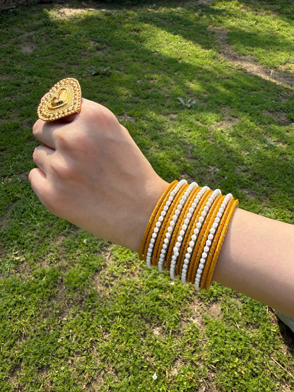 Mustard Pearl bangle set