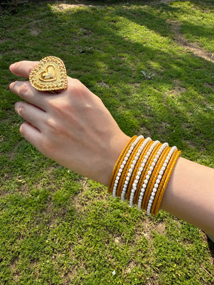 Mustard Pearl bangle set