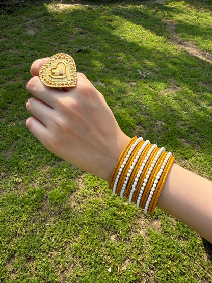 Mustard Pearl bangle set
