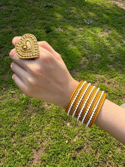 Mustard Pearl bangle set