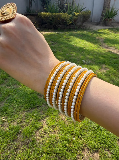 Mustard Pearl bangle set