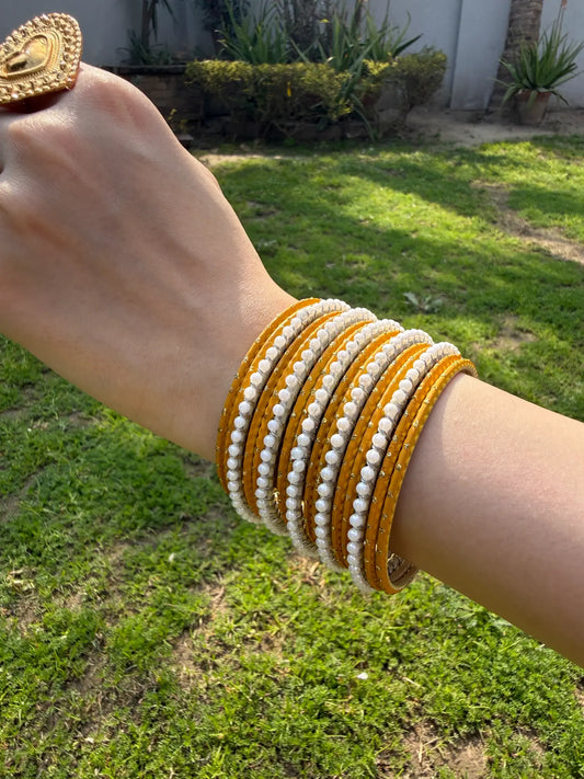 Mustard Pearl bangle set