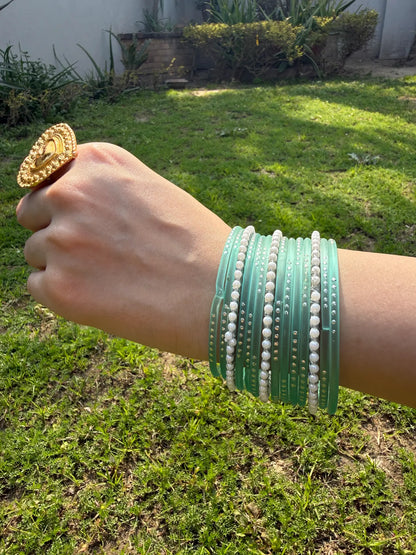 Mint and Pearls bangle set