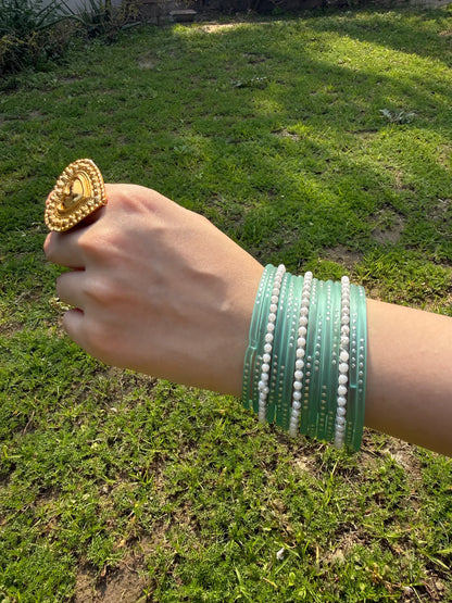 Mint and Pearls bangle set