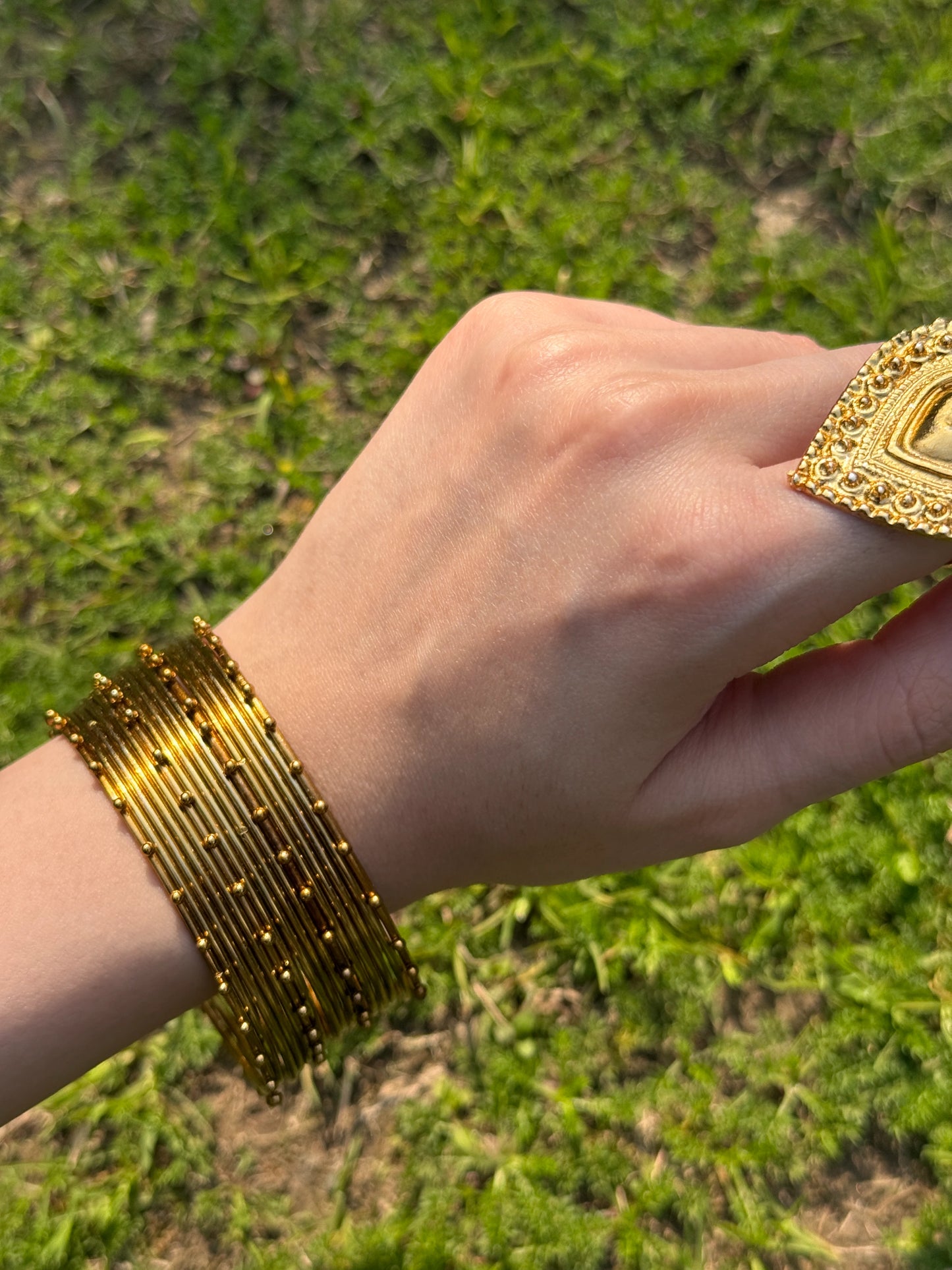 Golden churiyan/bangles set handcrafted Pakistani traditional bridal daily wear jewelry
