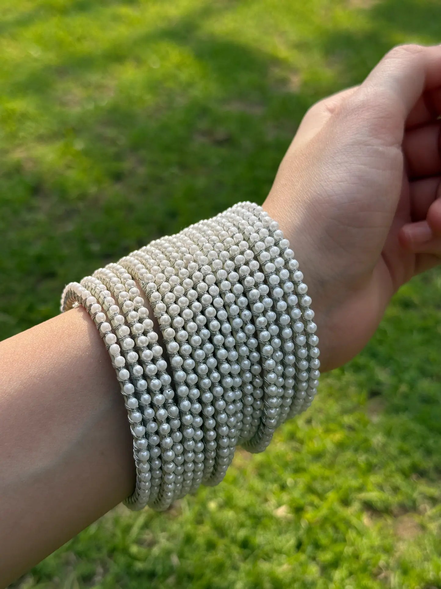 White Pearl Bangle Set