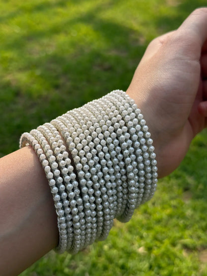 White Pearl Bangle Set