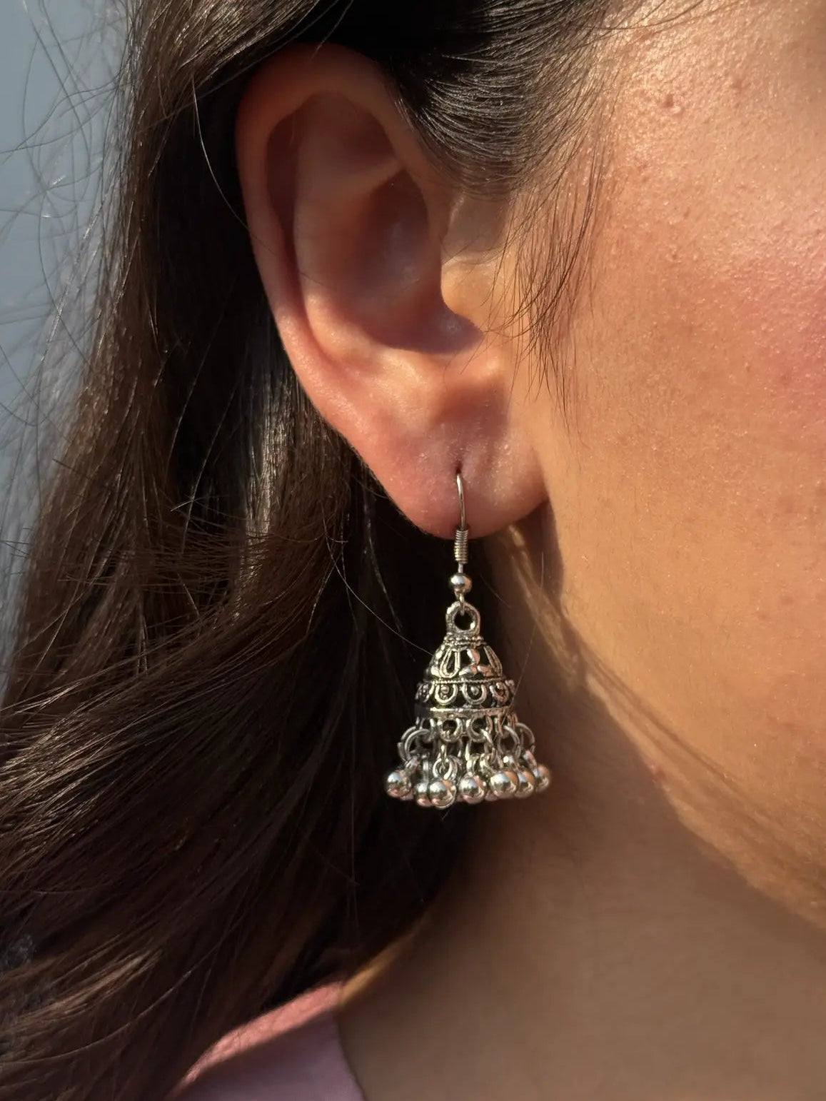 Noori Silver Jhumkian