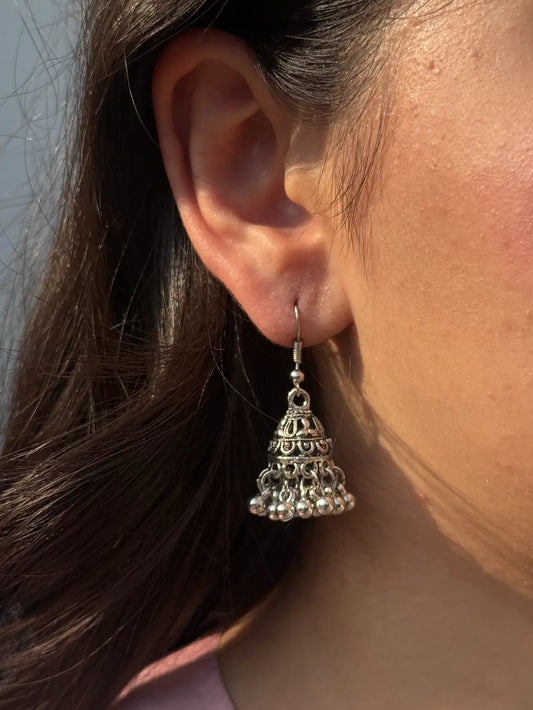 Noori Silver Jhumkian