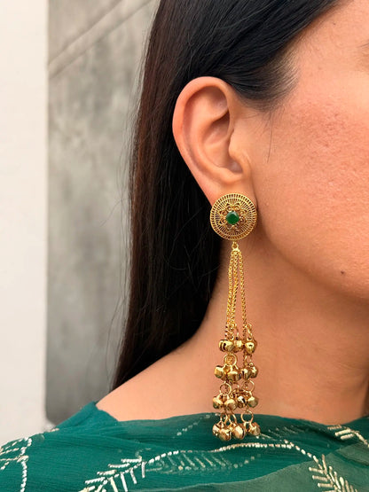 Emerald Kashmiri Jhumka Earrings