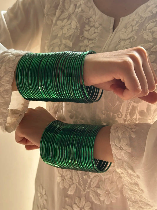 Chatpatti Green Bangle Set (Metal)