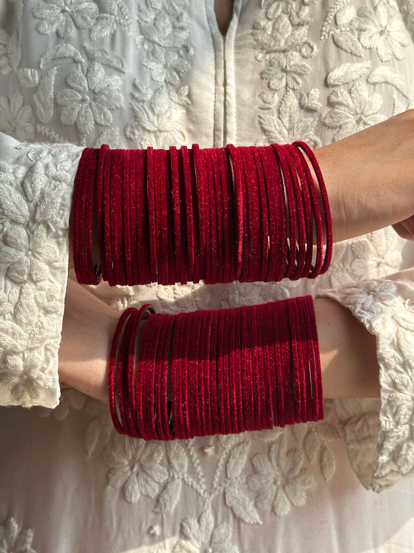 Maroon Velvet Bangle Set