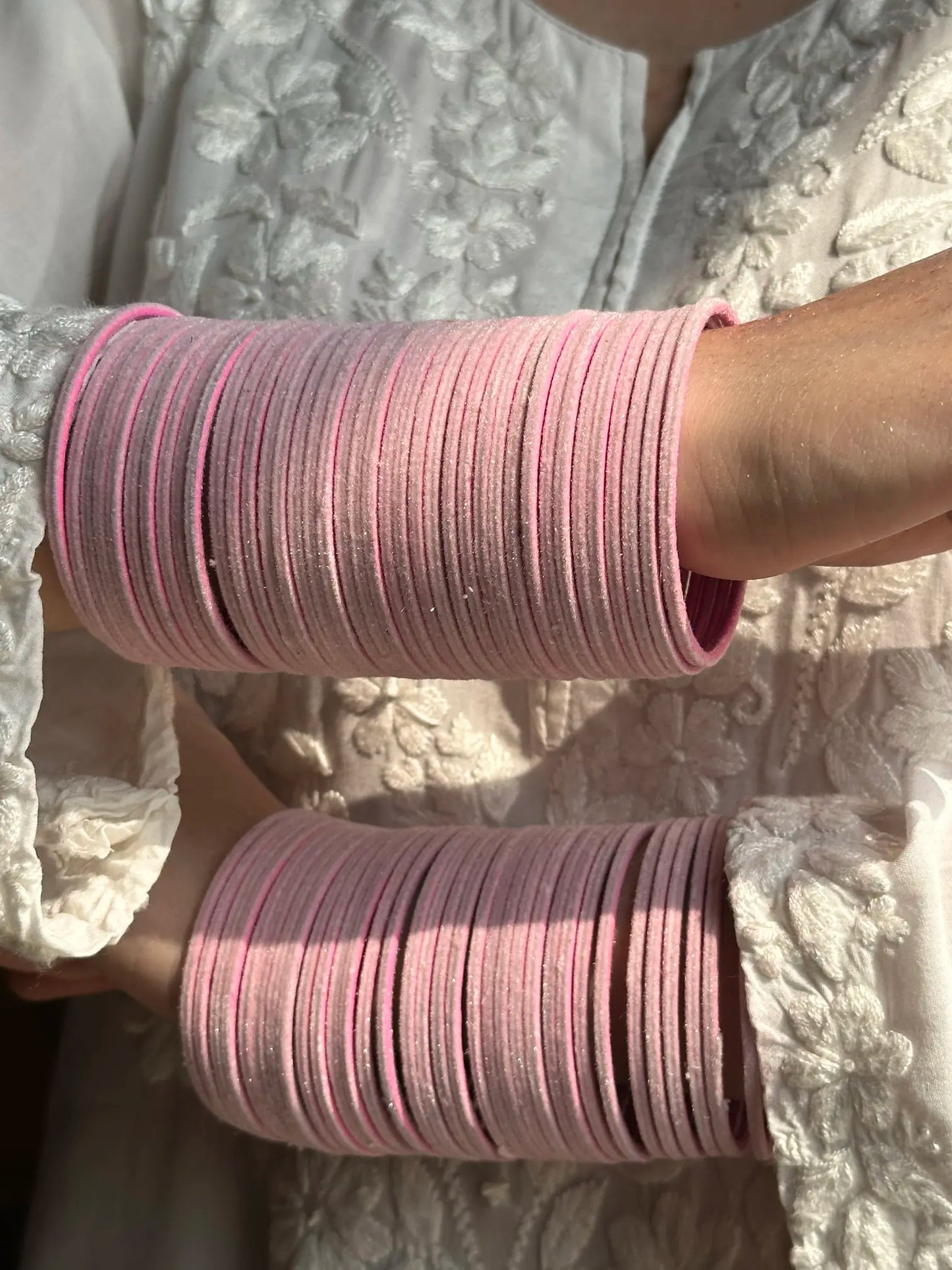 Pink Velvet Bangle set