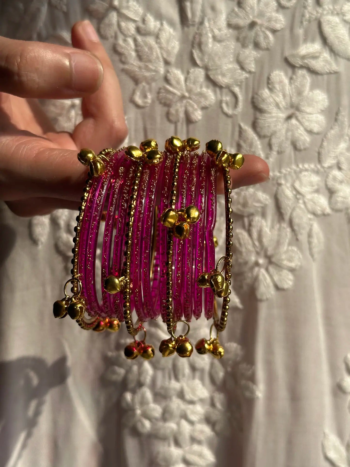 Magenta rain drop Kashmiri churiyan