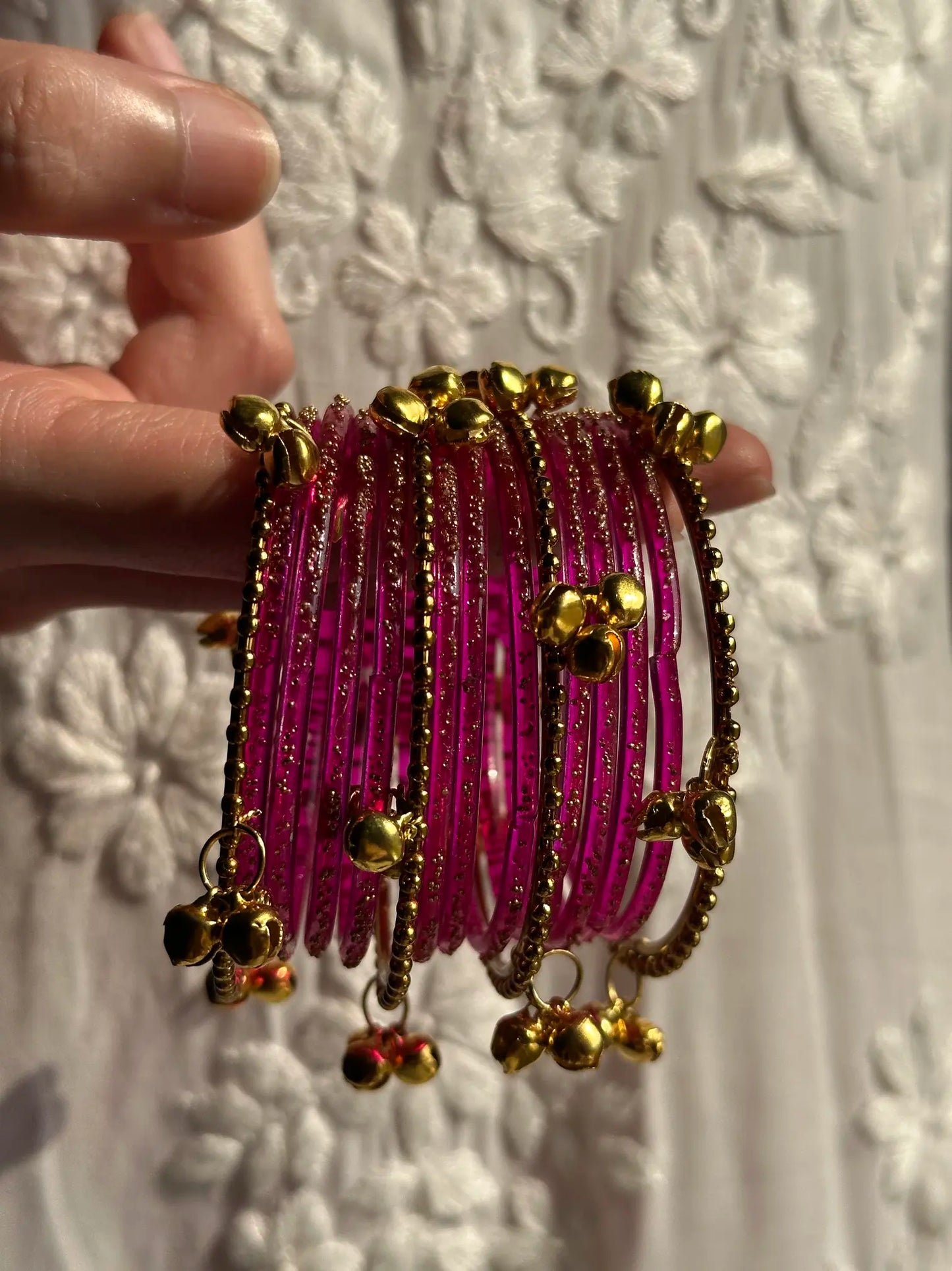 Magenta rain drop Kashmiri churiyan