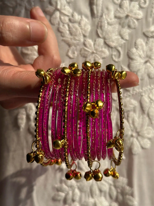 Magenta rain drop Kashmiri churiyan