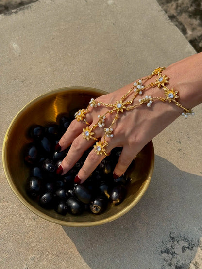 Singhar Zircon Angla  3-Finger Adjustable Pakistani Hand Jewelry