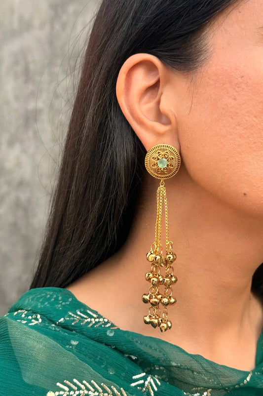 Meharzadi Kashmiri jhumka earrings with traditional Pakistani handcrafted design