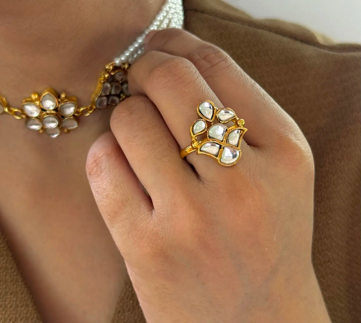 Nina Kundan ring design detail