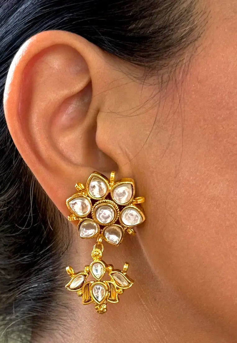Nina traditional Kundan earrings close-up