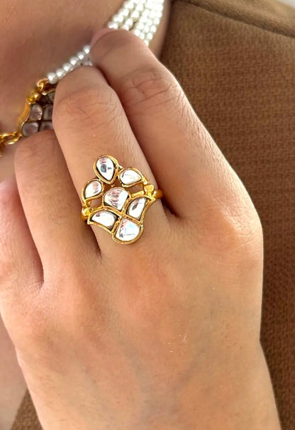 Nina traditional Kundan ring close-up