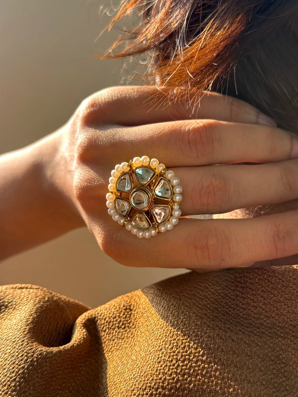 Noore Kundan ring design detail