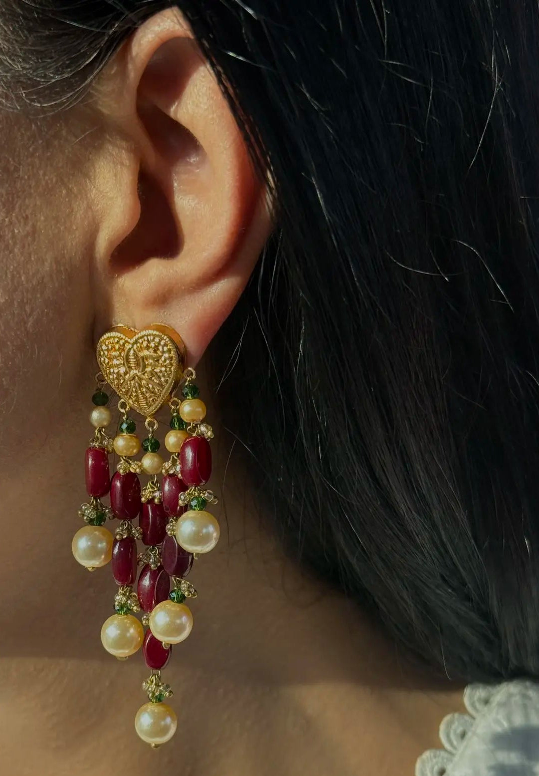 Paan pearl earrings design detail