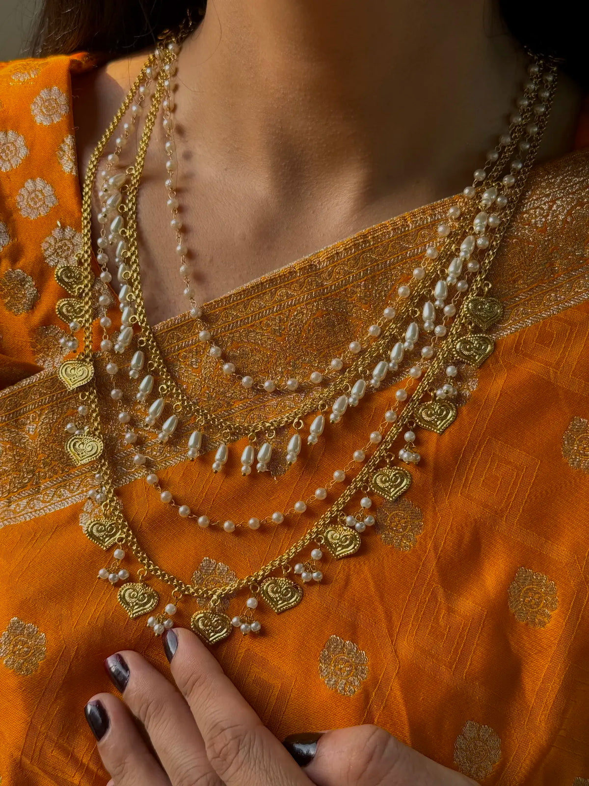Parizad gold-plated Pakistani mala necklace