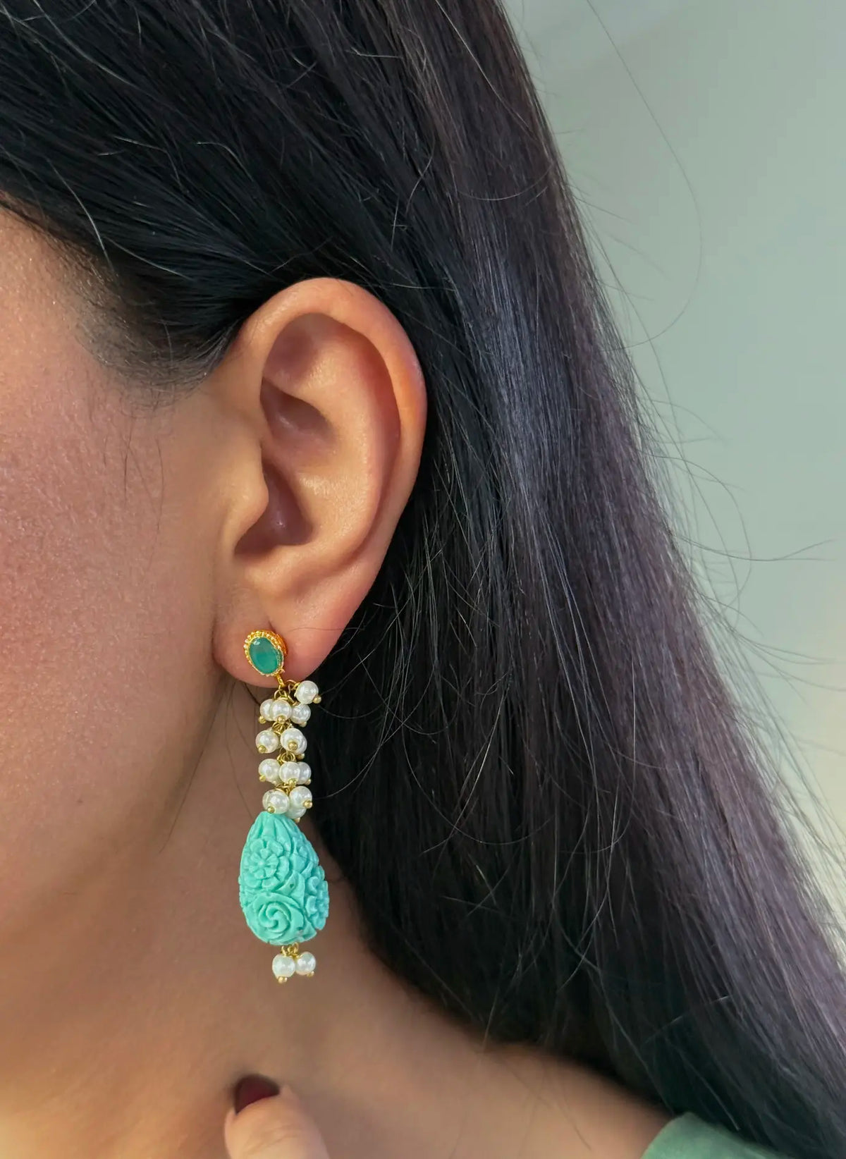 Whimsical ice blue Pakistani earring
