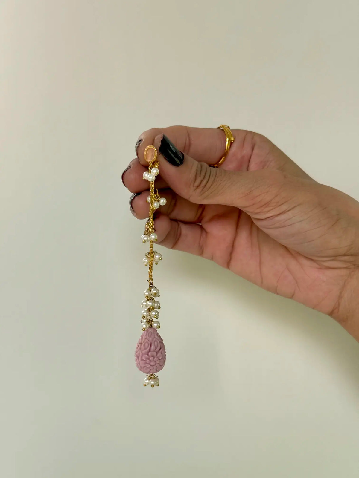 Whimsical lavender Pakistani statement earring