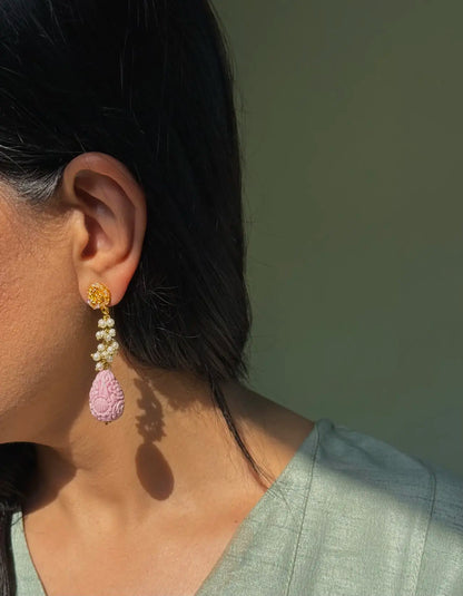 Whimsical powder pink Pakistani earring design