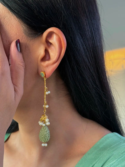 Whimsical sage Pakistani earring design