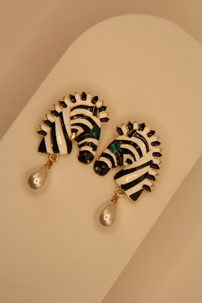 Zebra drop pearl earrings for women | Pakistani fashion jewelry by Legacy by Bisma