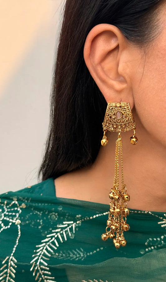 Traditional Zooni Kashmiri jhumka earrings with elegant handcrafted finish