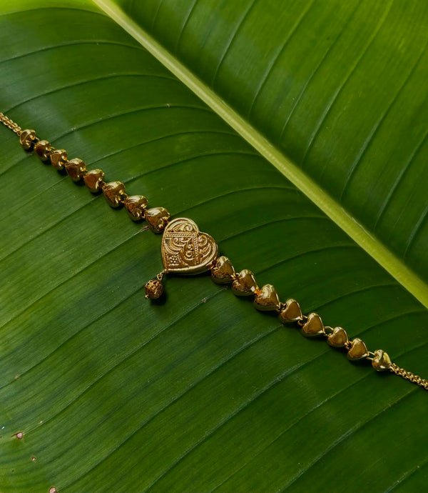 Close-up of Dilbar gold plated choker featuring intricate handcrafted detailing