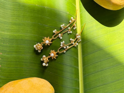 Traditional lightweight gold plated pearl earrings for women in Pakistan