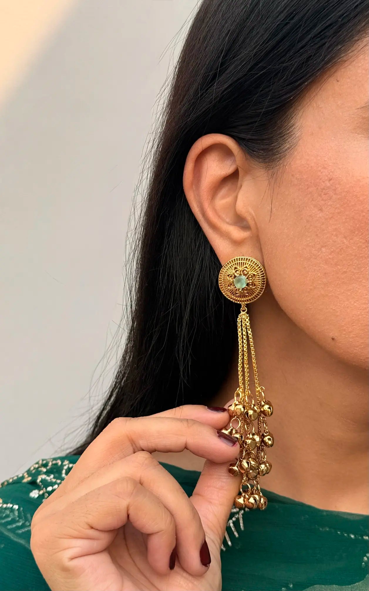 Meharzadi Kashmiri earrings featuring detailed traditional jhumka artistry