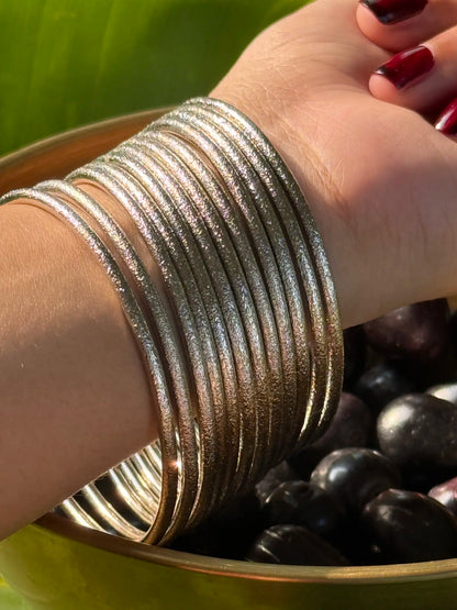 Zari silver churi statement bangles close-up