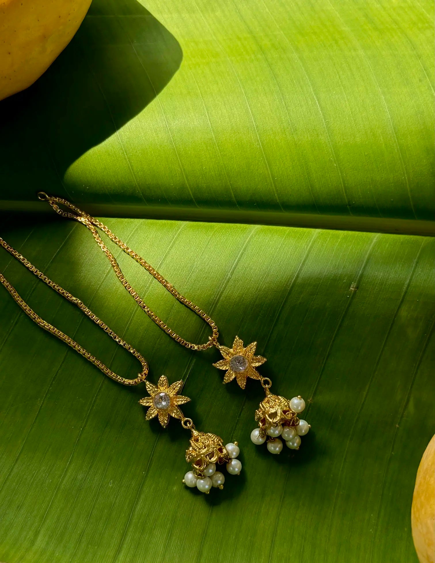 Waseela gold plated chain earrings with elegant lightweight Pakistani design